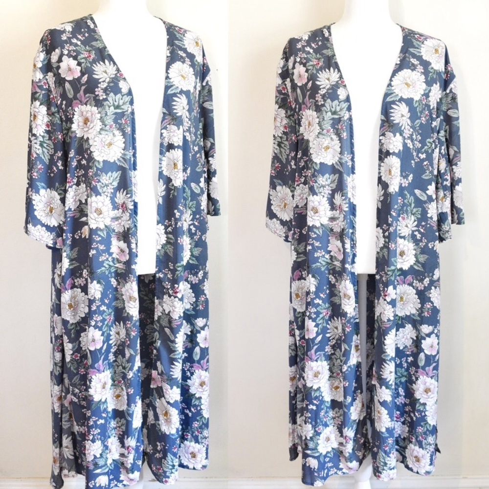 Boho Floral Long Kimono Top Smell The Roses